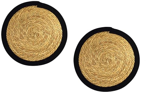 2 x Platzsets Seegras schwarz | Untersetzer Platzdeckchen Tischset | 38 cm