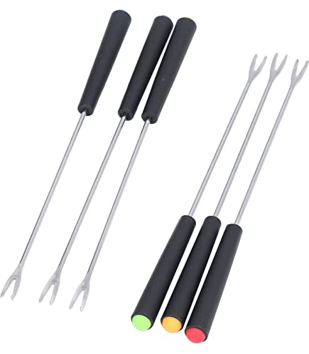 6 Tenedores para Fondue de Acero Inoxidable, Pinchos de 23 Cm, Tenedor para Fondue, Pinchos para Fondue, Tenedores Largos para Tartas, Chocolate, Frutas, Queso, Fondue