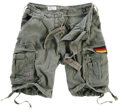 Surplus Raw Vintage Airborne Herren Cargo Shorts, 3 austauschbare Klettaufnäher inklusive, Oliv 5XL