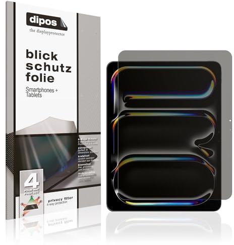 dipos I Blickschutzfolie kompatibel mit Apple iPad Pro 13 Zoll M4 2024 Display-Schutzfolie matt mit 4-Wege Sichtschutz-Effekt (A2926 + A3007)