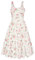 Belle Poque Robe midi plissée sans manches pour femme style années 1950, motif floral rose, XXL