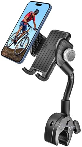 EXSHOW Fahrrad Lenker Clip Handyhalterung - [Schwanenhals] Laufband/Heimtrainer/Indoor-Radfahrrad/Stationäre Fahrrad Telefonhalterung, für iPhone 16 Pro Max/15/14/13/12, Android and All Smartphone