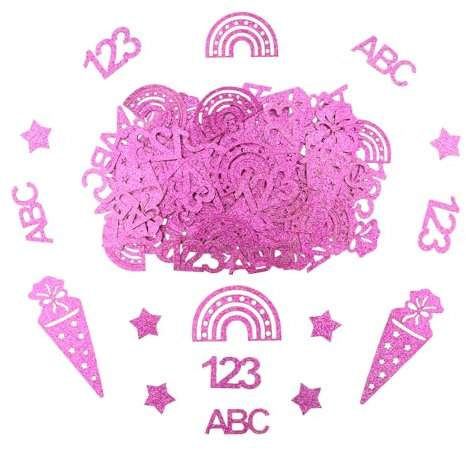 ParPix 100 Stück Konfetti Einschulung Deko Groß 1,5-8cm, Tischdeko Einschulung Mädchen Junge, Streudeko Einschulung mit 5 Mustern, Schulkind Deko Konfetti Lila, Glänzend Tischdeko Schulanfang (Lila)