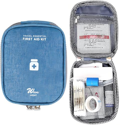 IBXWMNG Medikament Tasche Klein,Mini Erste-Hilfe-Tasche,Medizin Aufbewahrungstasche,Tragbar Medikamententasche, Medikamententasche Unterwegs Klein(Blau)