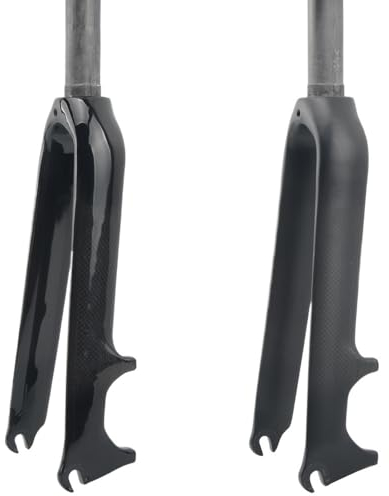 QAINKUN Bike Forks Bike Carbon Fork Folding Bike Fork Bicycle Front Forks 14 16 18 20 22 inch Steerer Tube 1-1/8 Inch Disc Brake Mtb Forks(Gloss 16 inch 74mm)