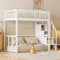 MOBETTRES Letto a soppalco 90 x 200 cm con scala di sicurezza, struttura in legno di pino massiccio per bambini e ragazzi (bianco)