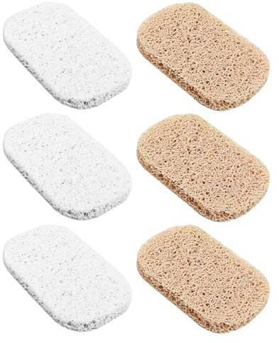 Namvo Lot de 6 Coussinets de Levage pour Porte-Savon en Tissu multidirectionnel avec Drainage Efficace, 3 Blancs, 3 Jaune Terre