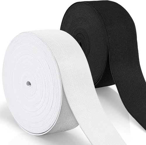 Aerzouser 20m Elastisches Band, Gummiband Nähen Schwarz Weiß, Gummiband Breit, Gummiband 40mm, Breites Gummiband，Gummiband für Hosenbund, Gummizugband für Hosengumm (4cm)
