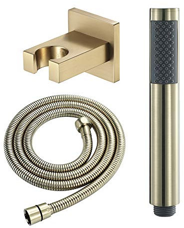 Aioneer Pommeau De Douche À Main, Pommeau De Douche À Main en Or Brossé, Pommeau De Douche en Laiton avec Tuyau De Douche en Acier Inoxydable De 1,5 M