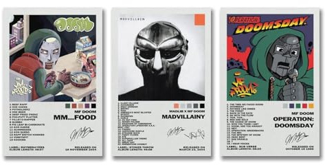 Ein Set von 3 Mf-Postern, Doom-Album, Signatur-Poster, Wandkunst, Leinwand-Poster, Raumdekor-Poster, 40 x 60 cm, 3 Stück
