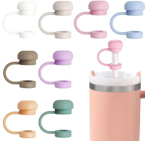 8 Pièces Couvercles de Paille Pour Tasse Stanley, Bouchons de paille en Silicone Réutilisables, Portable Bouchon Anti-Fuite en Paille, Couvercle de Paille avec 10 MM Accessoires Stanley Cup