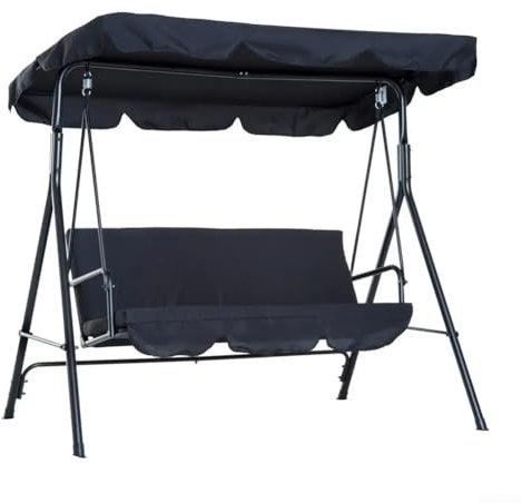 YUANGANG Swing Chair Canopy Replacement, Garden Swing Seat Canopy Covers Heavy Duty Rip Proof Waterproof Sun Shade Replacement Awning For Garden Patio Courtyard(Two-seater black)