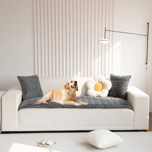 Situhaonan Dicke Sofa überzug für Haustiere Waschbar, Couch Überzug, Anti-Rutsch Sofabezug, Rutschfester Sofabezug für 1 2 3-Sitzer, Haustiermatte (Dark Grey, 70x210cm)