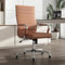 UEV Ergonomic Leather Office Chair, Modern Design with Armrests & Casters, Adjustable Height, 360° Swivel, Supports Up to 150kg (Brown (Silver frame))