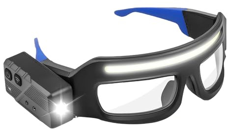 Lunettes de travail - Goggles de vélo de 6,3 pouces pour les lunettes de sécurité, anti-buts avec type C, lumière LED pour la marche , travail extérieur, moto, protection contre la poussière,