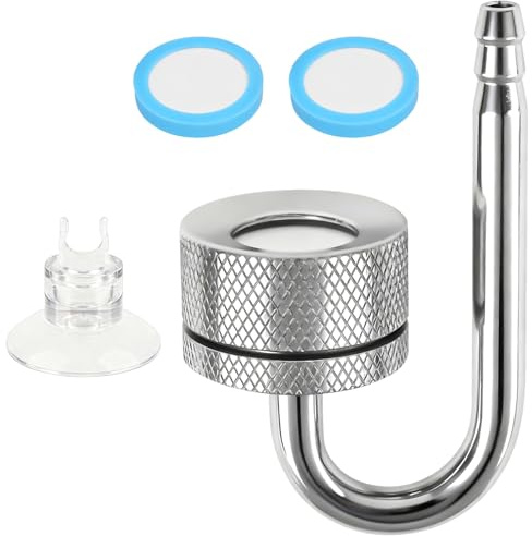 Thalire Diffusore di CO2 per Acquario in Alluminio - Diffusore a Microbolle Fine con Ventosa, per Acquari Dolce e Marino, Favorisce la Crescita delle Piante Acquatiche