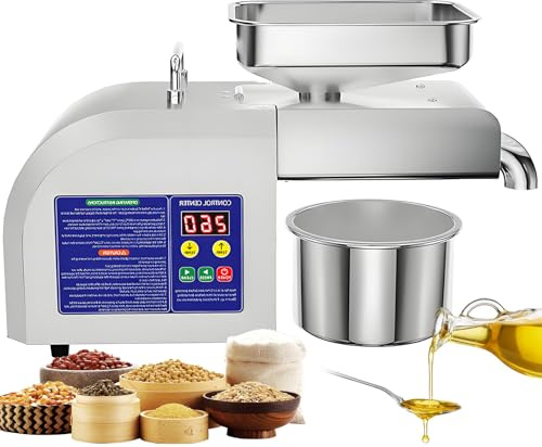 vnmudzeo Intelligent Olive Kernel Oil Mill Machine,6 kg/h 9 kg/h Output,800 W 1100 W Automatic Hot/Cold Oil Press Equipment,for Community Sharing 6kg/h