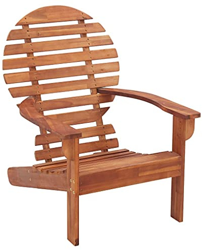 ULUYYUC Adirondack-Stuhl Akazie 69 x 96 x 89 cm Gartenstuhl mit hoher Rückenlehne und Breiten Armlehnen Modernes Design Robust und wetterfest für Garten Balkon Terrasse Camping