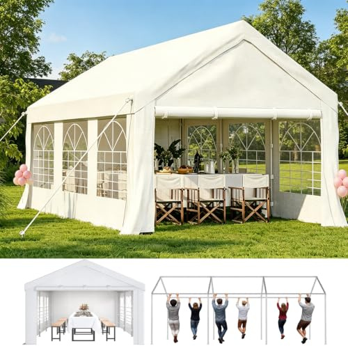 Hawthyhome Partyzelt 4x8m Pavillon Wasserdicht Stabil Weiß