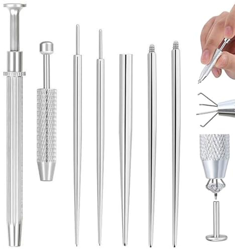 UIEXEA Set Piercing da 7 Pezzi, Pinzeta per Piercing, Avvitatore a Sfera, Attrezzo per Aprire e Cambiare Piercing, Accessori per Orecchio e Naso