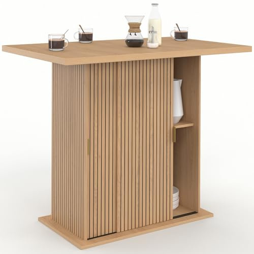 IDMarket - Mittelinsel 4 Personen Juliette 110 cm Mittelfuß mit Aufbewahrungseffekt Lattenrost Holzleisten