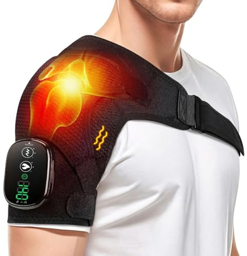 waiao Hewelth Triple Method Schulter-Massagegerät, Schulter-Heizkissen mit Massagefunktion, 5 Heizstufen und 5 Vibrationsmodi, einstellbar