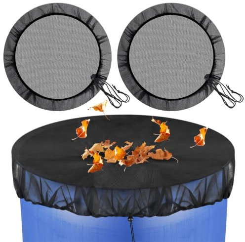 Noaxylic 2 Piezas Red de Barril de Lluvia 90cm, Tapa de Malla para Cubo de Agua de Lluvia con Cordón Elástico, Cubierta de Malla de Barril de Lluvias, para Evita Que los Mosquitos Dejen Insectos