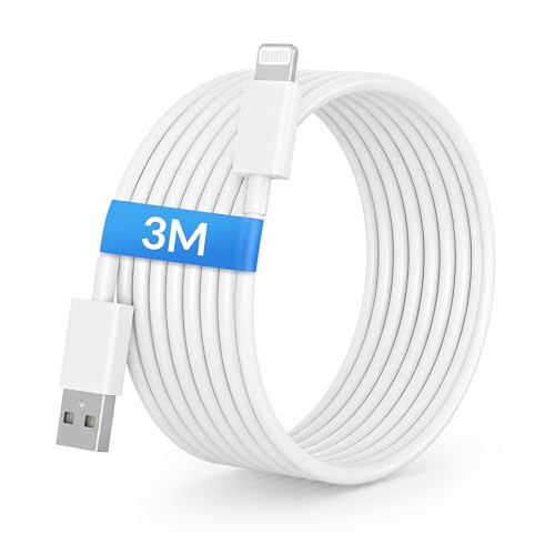 3M Cable USB A Lightning Carga Rápida para iPhone 14 13 12 11 Pro Max Plus | Cable Original Compatible con iPhone 14 13 12 11 Pro Max Plus XS XR X 8 7 SE, Cable de Carga Rápida
