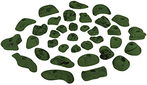 ALPIDEX 35 Klettergriffe | Klettersteine | Kletterfläche 3-5 m² | Griffe Größen L, M, S | Klettergriffset | Wetterfest, Farbe:grün-meliert