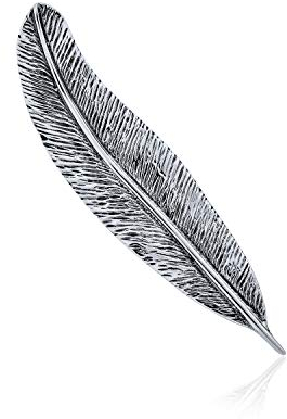 Broche Épingle à Plume de Plume d'Écriture Bijoux Occidentaux pour Femmes Argent Sterling Oxydé .925