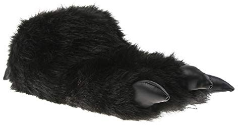 SAMs Plüsch Tier Hausschuhe Monster Kralle echt haarig Schlappen Pantoffel anti Rutsch Slipper hochwertig, TH-MK, Farbe schwarz, Größe 42/43