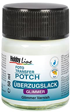 KREUL 49982 - Foto Transfer Potch Überzugslack Glimmer, Glas mit 50 ml, transparenter Schutzlack auf Wasserbasis, übertragene Bilder werden brillanter, wetterfest und geschützt