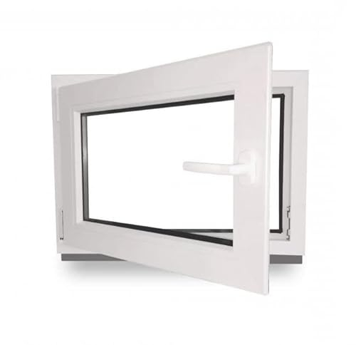 Kellerfenster - Kunststoff - Fenster - weiß - BxH: 80x60cm - DIN Links - 3-Fach-Verglasung - Wunschmaße ohne Aufpreis