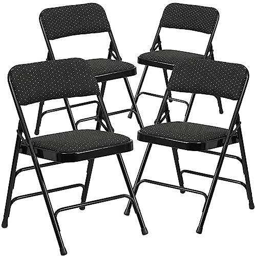 Flash Furniture Hercules Series Lot de 4 chaises Pliantes incurvées en métal à Triple Renfort et Double charnière Noir