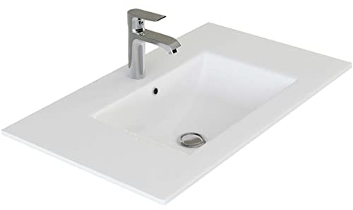 VILSTEIN Keramik Einbau-Waschbecken, 100cm, Weiß, Mit Überlauf, Einsatz-Waschbecken, Waschtisch