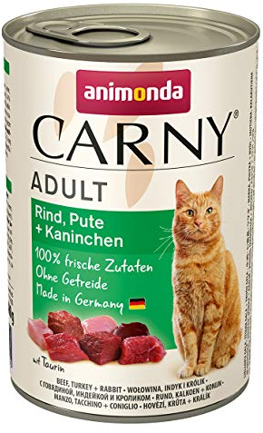 Carny Katzen Nassfutter Rind + Pute + Kaninchen (6 x 400g), Katzen Nassfutter von animonda ohne Getreide und Zucker, mit frischen fleischlichen Zutaten