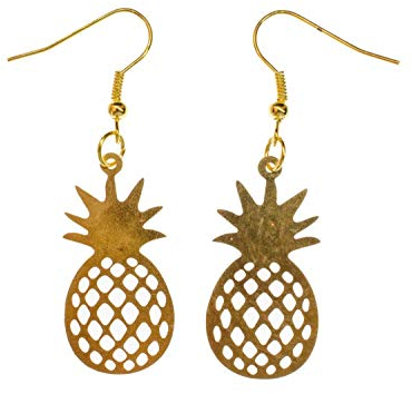 Miniblings Ananas Ohrringe Hänger Obst Sommer Ferien Urlaub golden - Handmade Modeschmuck I Ohrhänger Ohrschmuck vergoldet