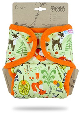 Petit Lulu One Size Überhose (5-16 kg) für Stoffwindeln Druckknöpfe (Waldtiere)
