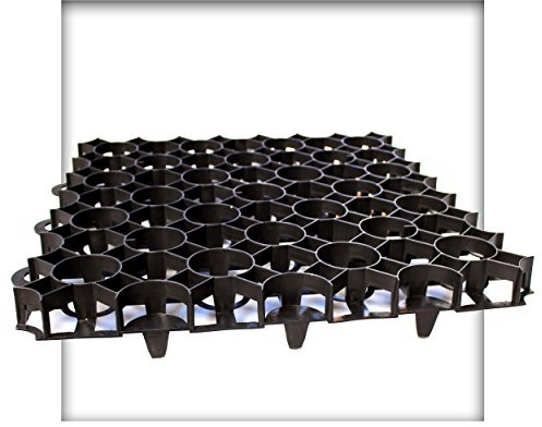 Kieskönig Rasengitter 50x50x4 cm schwarz Rasengitterplatten Rasenwaben Rasenmatten mit Bodenkreuzen Bodenwaben 8 Stück (2 m²)
