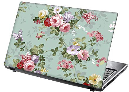 TaylorHe 13-14 inch Laptop Skin Vinyl Decal with Colorful Patterns and Leather Effect Laminate MADE IN England Vintage Floral Patterns for Her