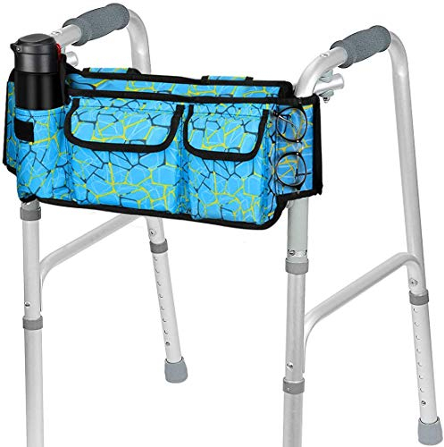 SupreGear Walker Tasche, [Überarbeitete Version] Klapp-Walker Korb Organizer Sack Totalisator für Walker/Rollator/Rollstuhl, Aktualisiertes Klett-Design, Leichter Zugang Reißverschlusstasche