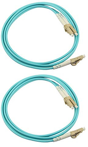Jopto Lot de 2 câbles de raccordement LC vers LC OM3 à fibre optique multimode (LSZH) 50/125 10 g duplex 1 m/100 cm LC/UPC vers LC/UPC OM3 multimode Duplex 50/125 um LSZH – Série Optics Lead