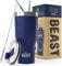 Beast Thermobecher 1050 ml (40 oz) - Königsblau I Mehrweg Thermo Kaffeebecher To Go mit 2 Strohhalmen & Reinigungsbürste I Doppelwandiger Trinkbecher aus Edelstahl I Perfekt für Kaffee oder Eiskaffee