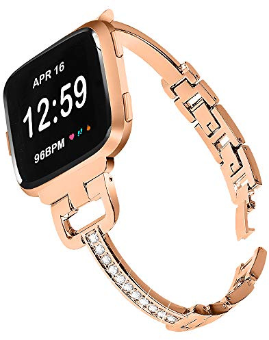 GIMart Kompatibel mit Fitbit Versa 2/Versa/Versa Lite, Armband für Damen und Mädchen, Metall, Bling Strass, Uhrenarmband, Ersatzarmband für Fitbit Versa/Versa SE