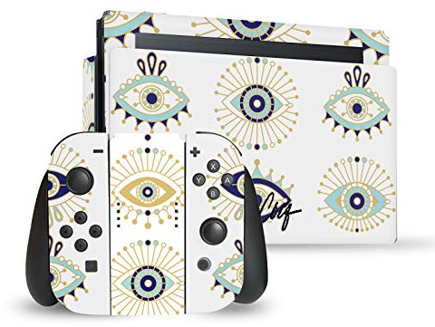 Head Case Designs Offizielle Zugelassen Cat Coquillette Blau Gold Kunst Mix Vinyl Haut Gaming Aufkleber Abziehbild Abdeckung kompatibel mit Nintendo Switch Console & Dock & Joy-Con Controller Bundle