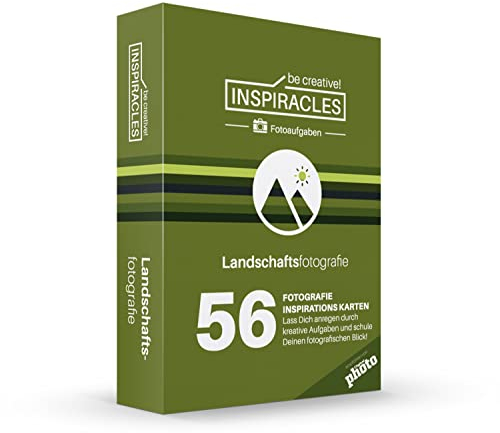 INSPIRACLES Foto-Aufgaben Karten – Landschaftsfotografie – 52 kreative Foto-Challenges + 10 Spickzettel – Fotografieren Lernen mit jeder Kamera – Geschenk für Fotografen
