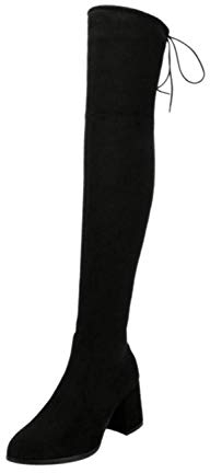 Minetom Donna Stivali Moda Sexy Casual Elegante Invernali con Tacco Alti sopra Il Ginocchio Tacchi Alti Inverno Boots B Nero 34 EU