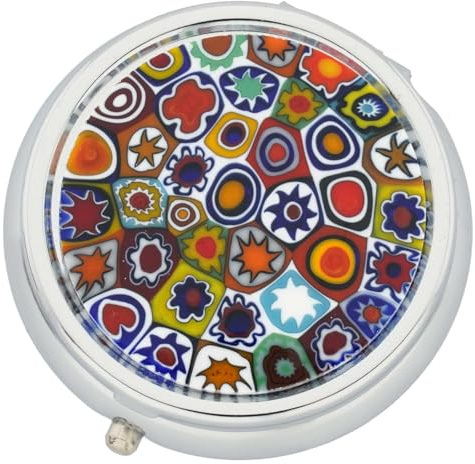 Murano Millefiori Pillendose – Silber, rund