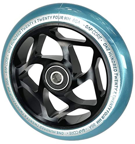 Blunt Gap Core Stunt-Scooter Rolle Abec9 Wheel 120mm +Fantic26 Sticker (Schwarz/Pu Teal Swirl)