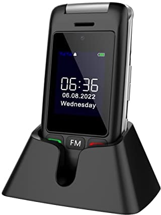 artfone C10 Schwarz, mit Ladestation,Simlockfreie Seniorenhandy Klapphandy ohne Vertrag,GSM Großtasten Mobiltelefon SOS Notruffunktion,Taschenlampe,2.4 Zoll Dual Display